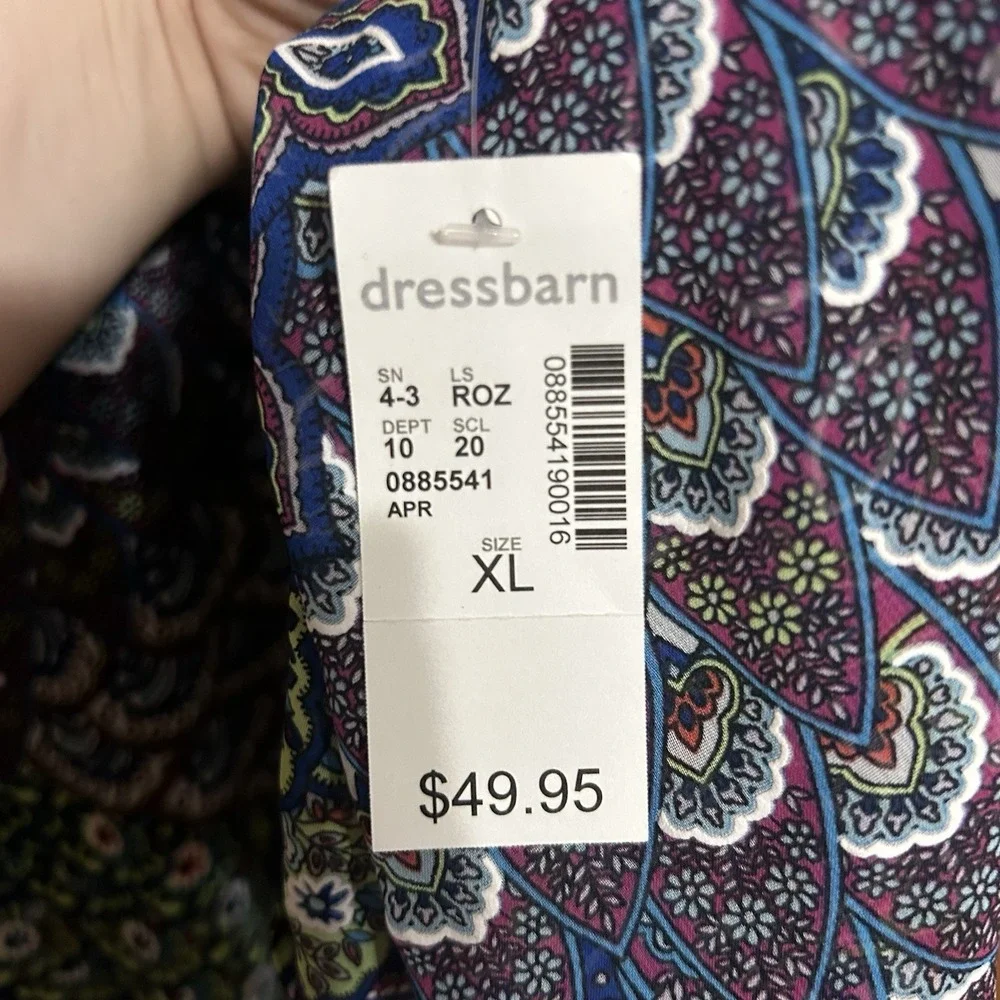 Dress Women's XL Multicolored Boho‎ Flowy Gypsy  Y2K Peacock Bell Sleeve NEW
